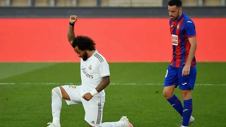 Football: Marcelo takes knee as Madrid return with win over Eibar