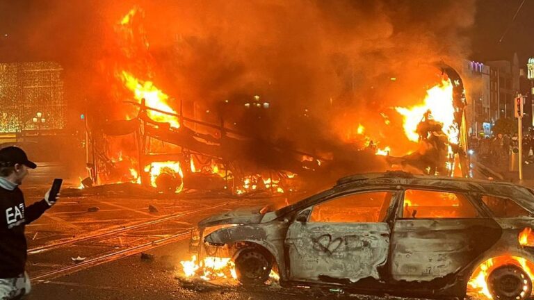 Violence erupts in Dublin after school knife attack